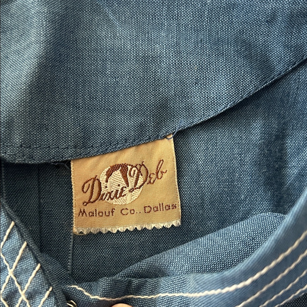 Vintage Dixie Deb Dress Women’s Handmade? Denim Blue Dress Western Full Skirt - Picture 2 of 16